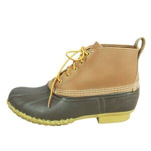 LL Bean Brown Leather Lace Up Round Toe Unlined Ankle Duck Boots Size 11 M